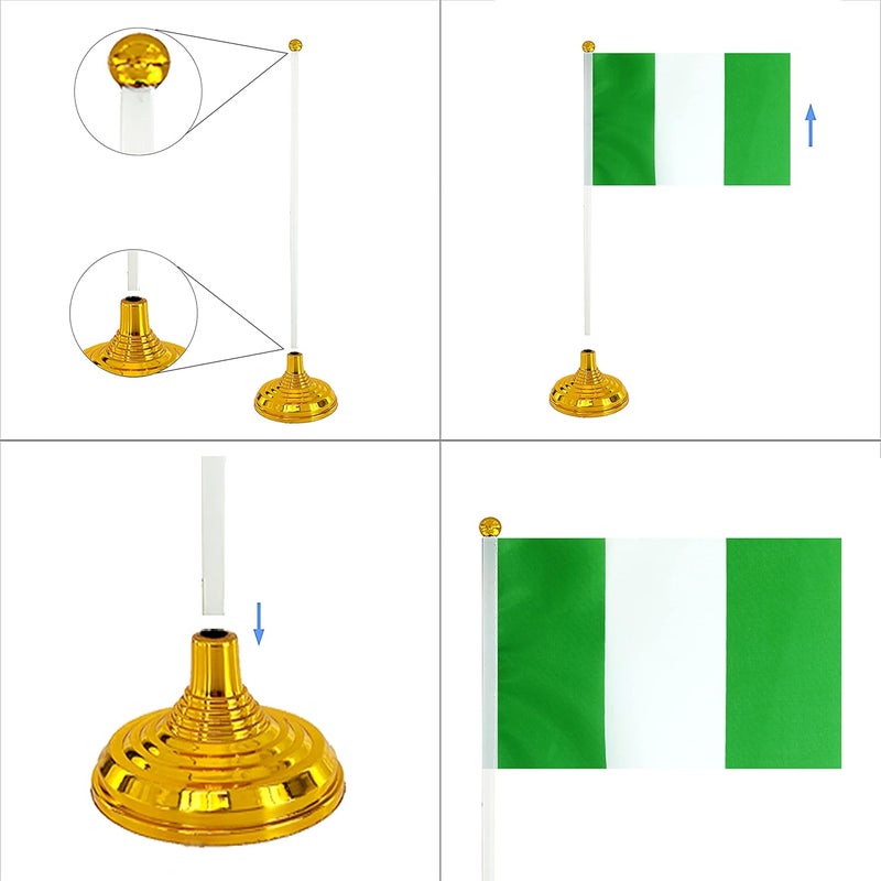WXTWK 12 Pack Nigeria Flag Nigerian Desk Flag Small Mini Nigerian Table Flags With Stand Base,Home Office Festival Events Celebration Decorations - Image 4